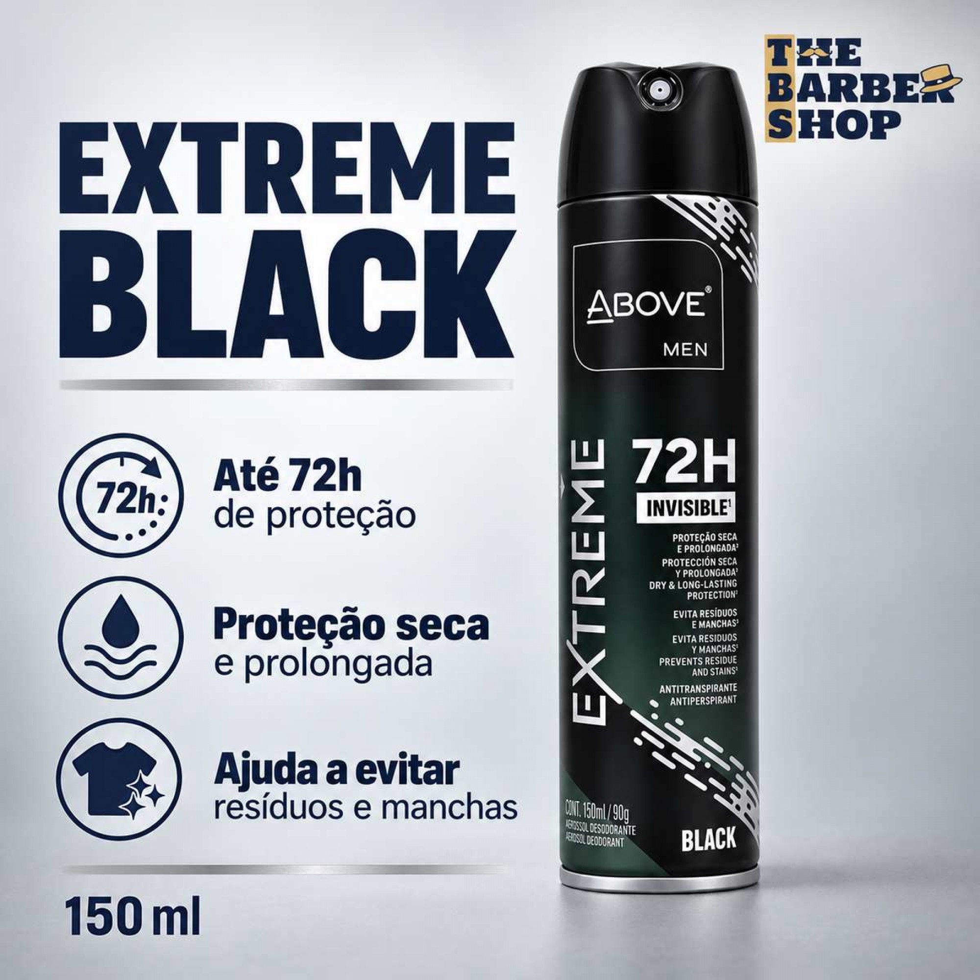 Desodorante Aerossol Above Men Extreme Black 150ml Desodorante Aerossol Above Men Extreme Black 150ml