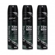 Kit 3 Desodorantes Aerossol Above Men Extreme Black 150ml