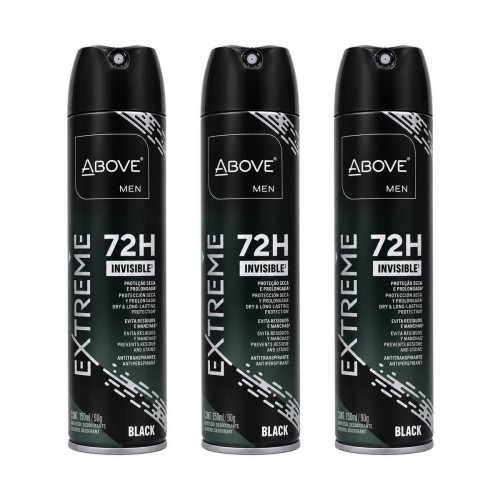 Kit 3 Desodorantes Aerossol Above Men Extreme Black 150ml Kit 3 Desodorantes Aerossol Above Men Extreme Black 150ml