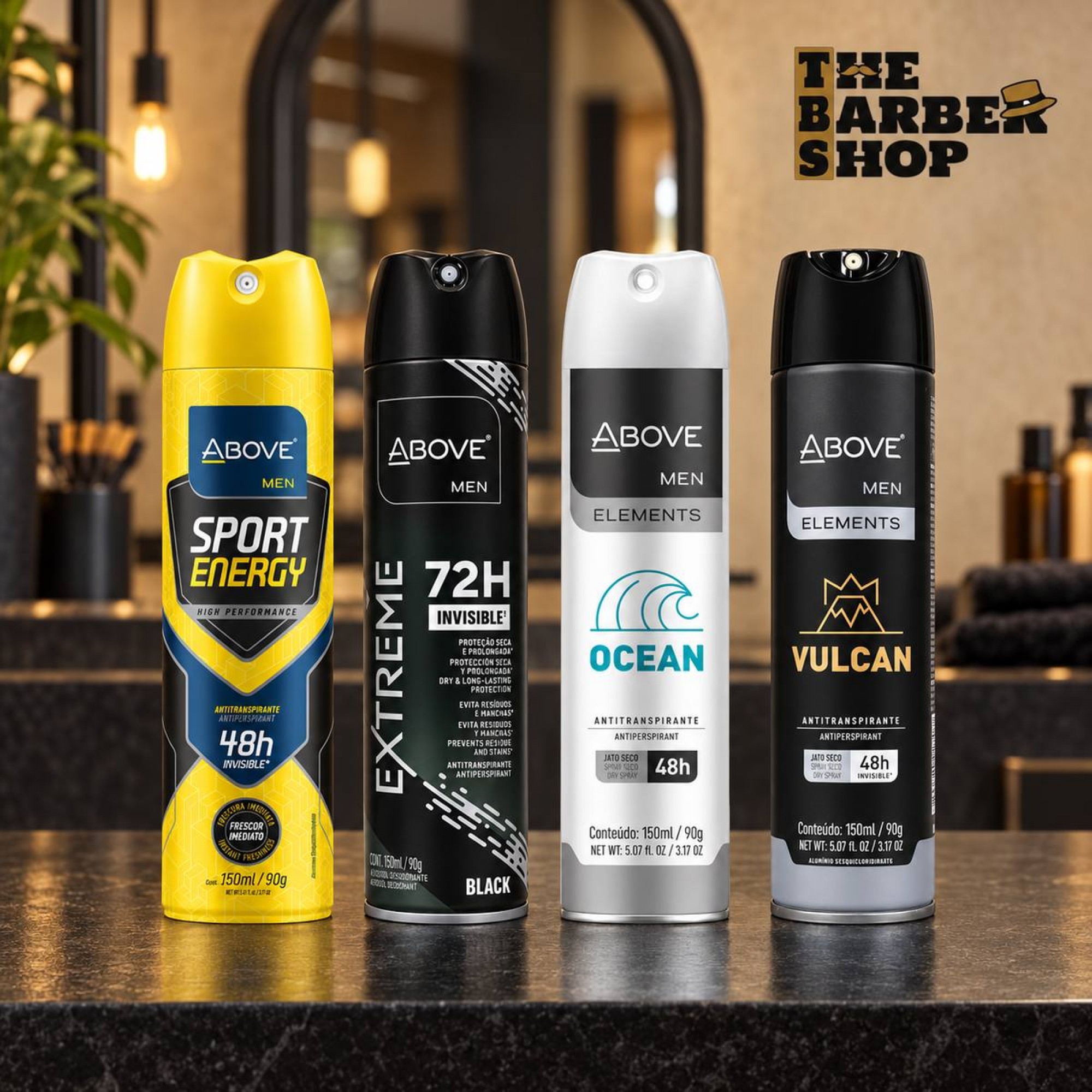 Kit 4 Desodorantes Above Men: Sport, Ocean, Extreme e Vulcan Kit 4 Desodorantes Above Men: Sport, Ocean, Extreme e Vulcan