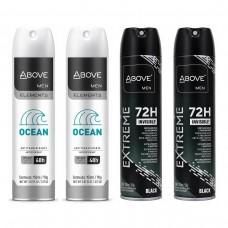 Kit 4 Desodorantes Above Men: 2 Elements Ocean e 2 Extreme Black