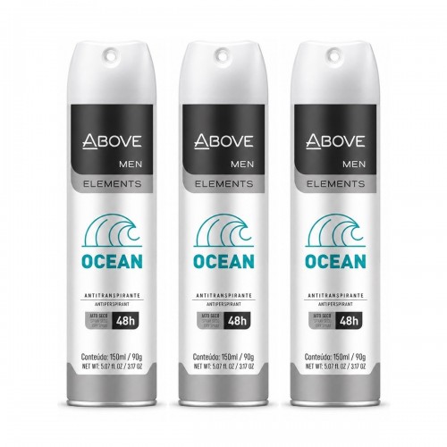 Kit 3 Desodorantes Aerossol Above Men Elements Ocean 150ml Kit 3 Desodorantes Aerossol Above Men Elements Ocean 150ml