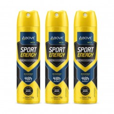 Kit 3 Desodorantes Aerossol Above Men Sport Energy 150ml