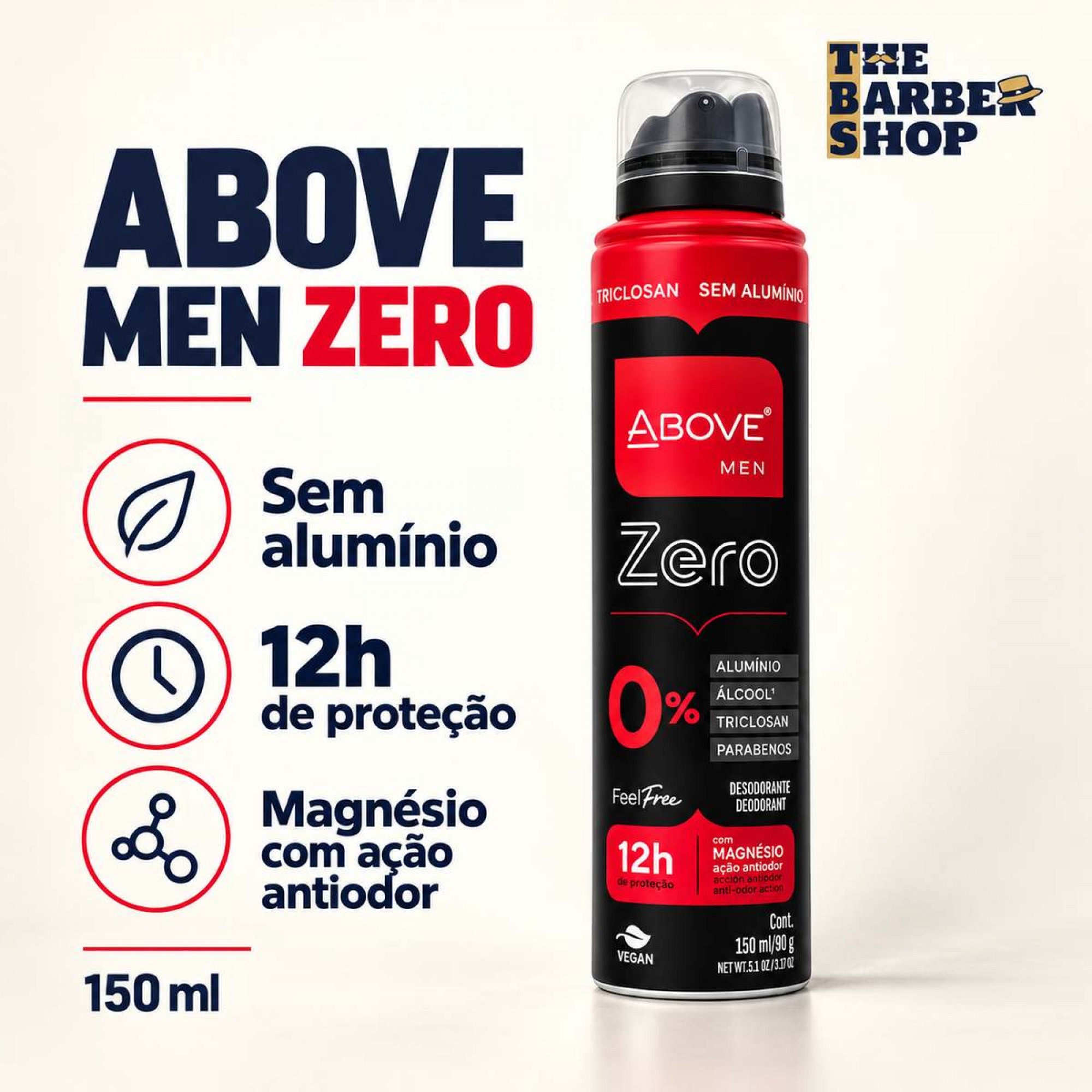 Desodorante Aerossol Above Men Feel Free Zero 150ml Desodorante Aerossol Above Men Feel Free Zero 150ml