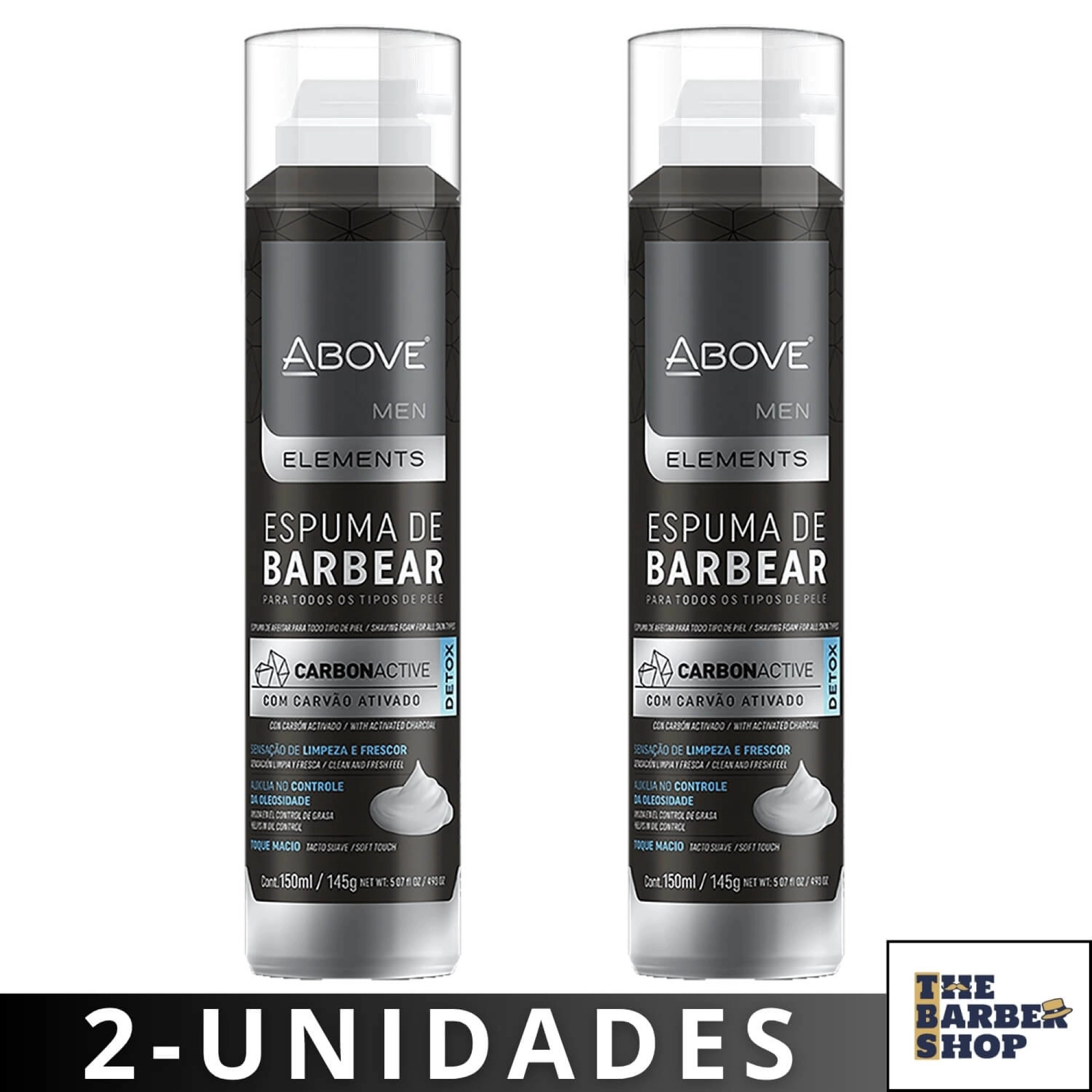 Kit 2 Espumas de Barbear Above Carvão Ativado 150ml - Frente