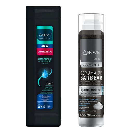 Kit Shampoo Anticaspa + Espuma de Barbear Above Carvão Ativado 150ml