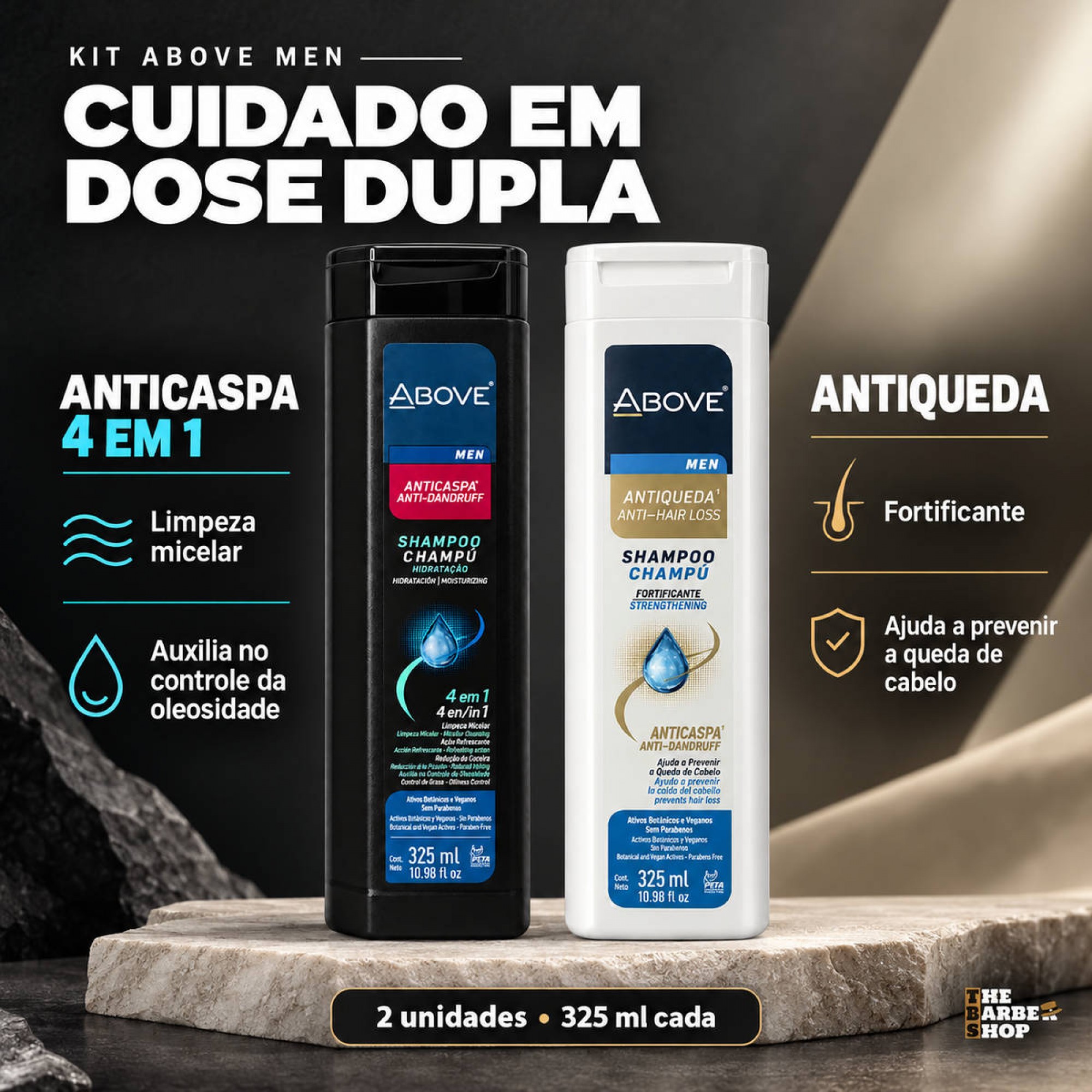 Kit Shampoos Above Men: Anticaspa e Antiqueda 325ml Kit Shampoos Above Men: Anticaspa e Antiqueda 325ml
