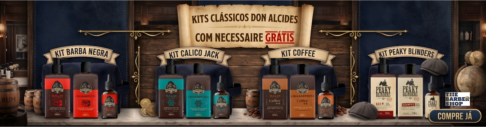 Kit para Barba Don Alcides - Shampoo, Balm, Óleo e Necessaire