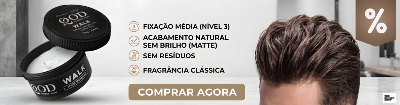 Pomada Modeladora de Cabelo Walk Efeito Matte Qod Barber Shop