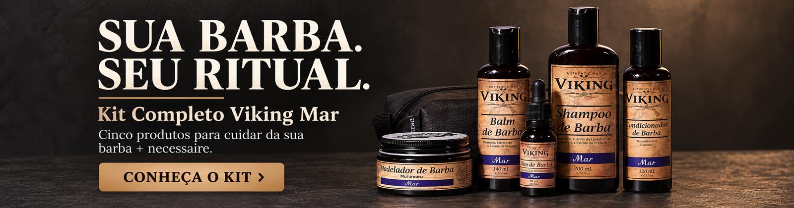 Kit Completo para Barba Viking Mar com necessaire