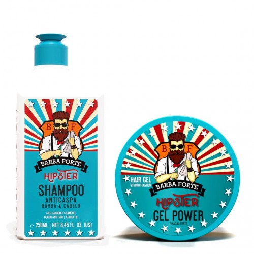 Kit Shampoo Barba e Cabelo Anticaspa + Gel De Cabelo Hipster Barba Forte
