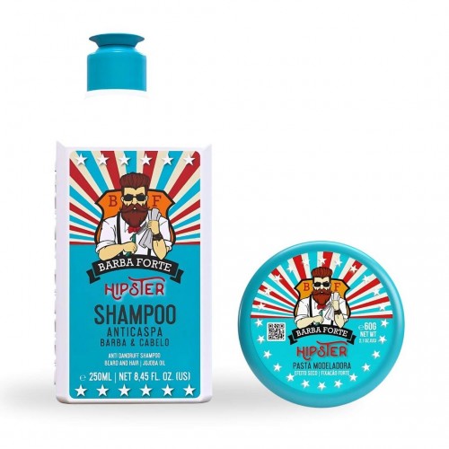 Kit Shampoo para Barba Cabelo + Pomada Matte Barba Forte Hipster
