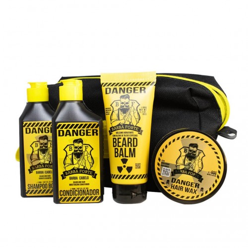 Kit para Barba Danger Barba Forte - Shampoo + Cond + Balm de Barba + Pomada Cabelo