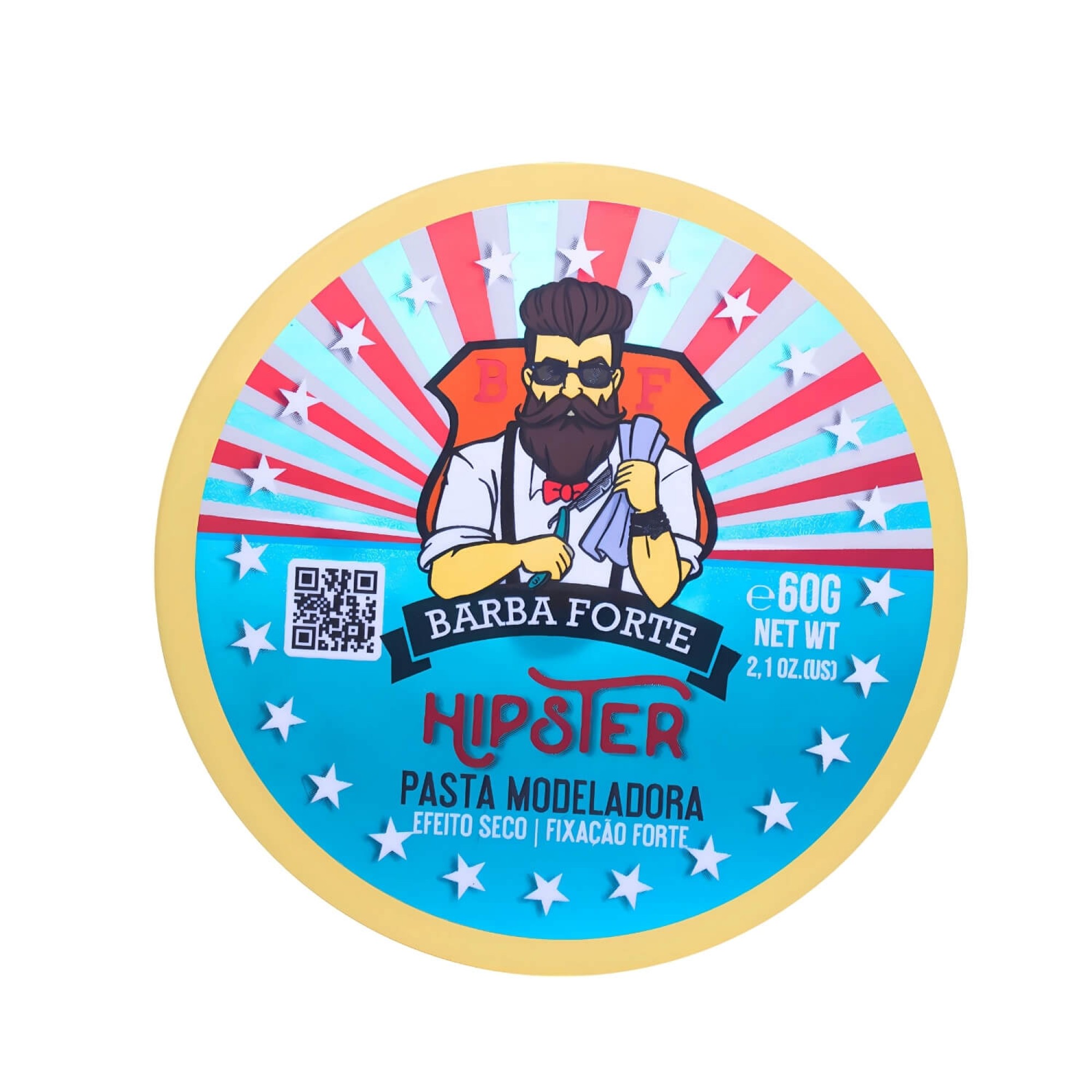 Pasta Modeladora Barba Forte Hipster Matte Fixação Forte 60g Pasta Modeladora Barba Forte Hipster Matte Fixação Forte 60g