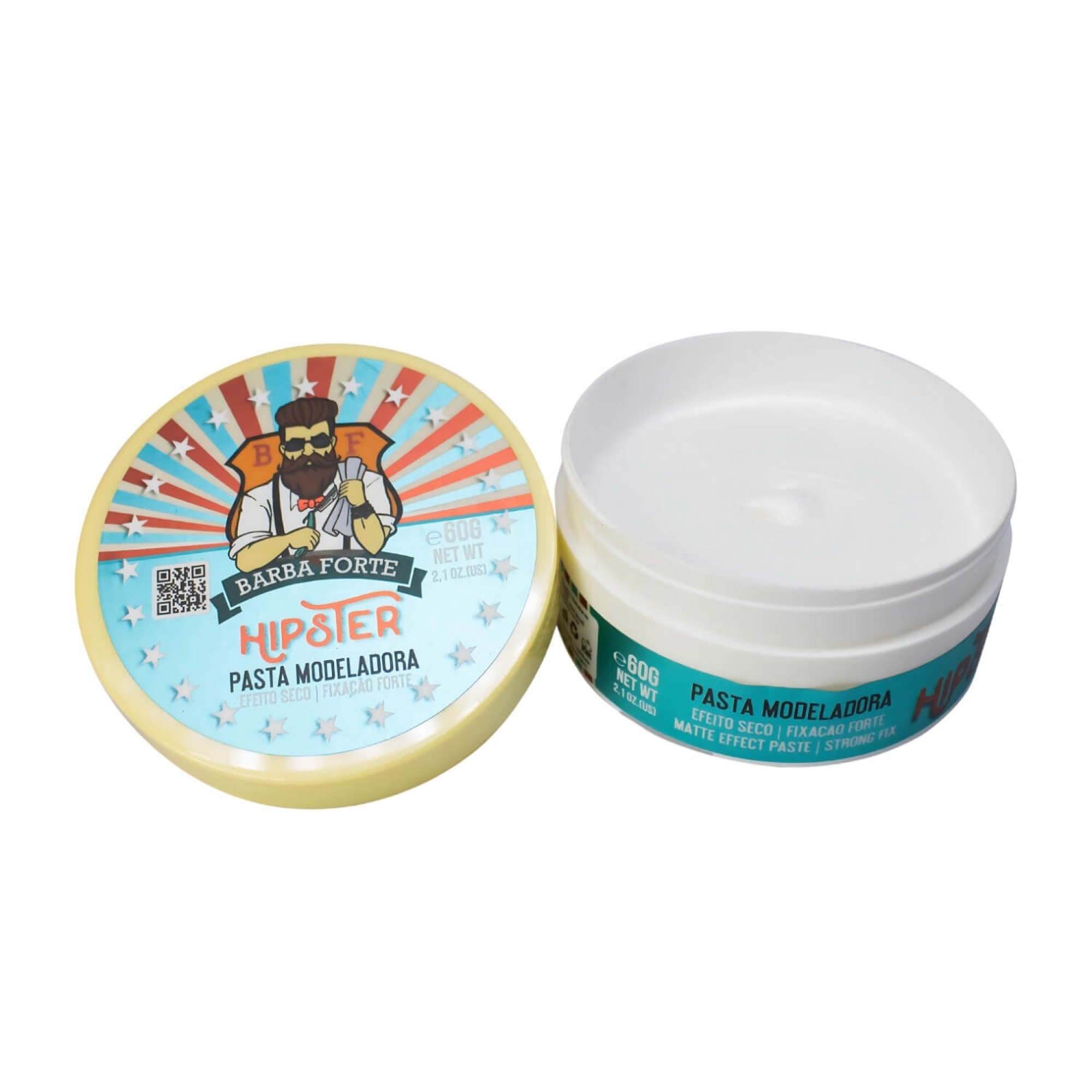 Pasta Modeladora Barba Forte Hipster Matte Fixação Forte 60g Pasta Modeladora Barba Forte Hipster Matte Fixação Forte 60g