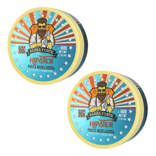 Pasta Modeladora Barba Forte Hipster Matte Fixação Forte 60g - 2 unidades