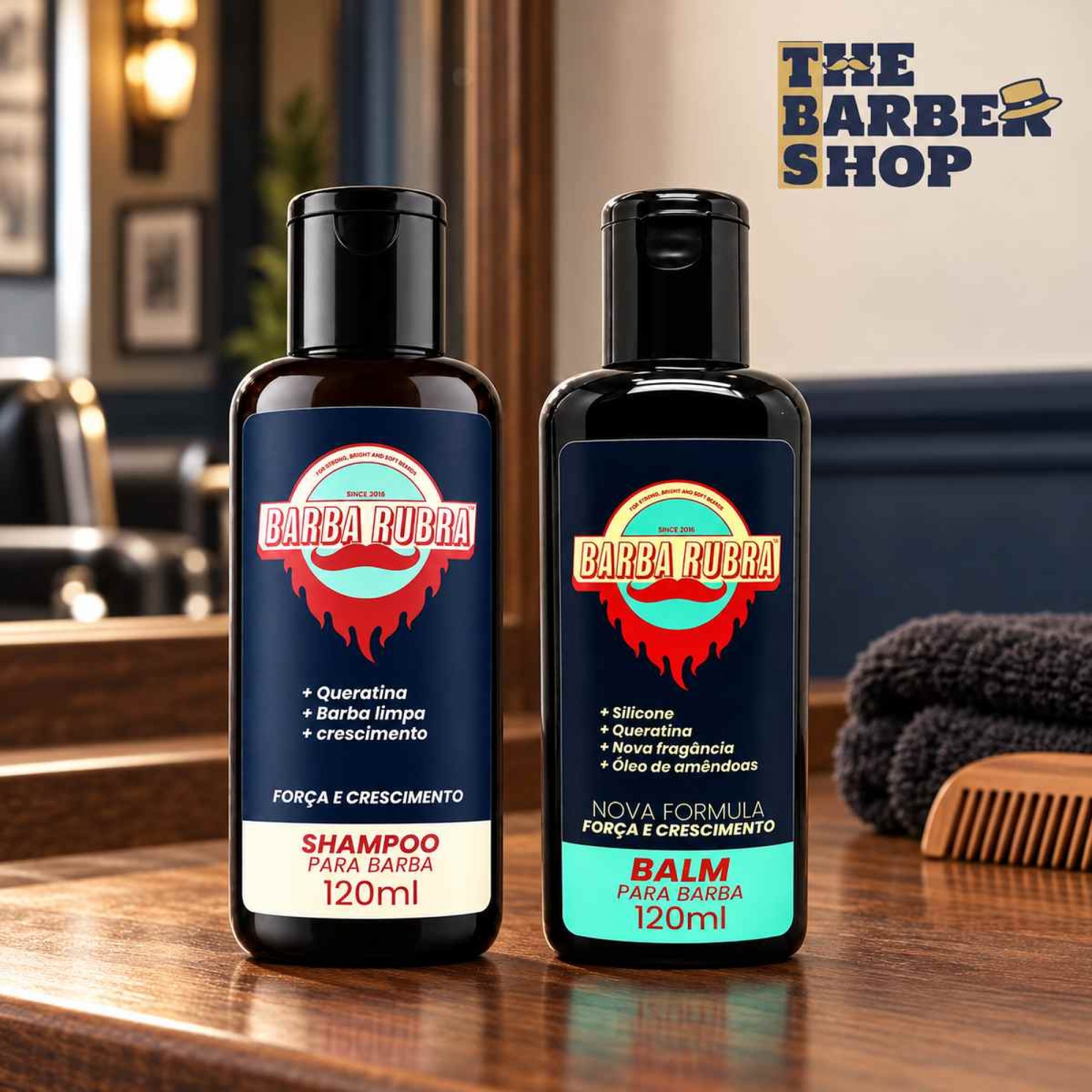Kit Cuidados Barba Rubra: Shampoo e Balm 120ml Kit Cuidados Barba Rubra: Shampoo e Balm 120ml