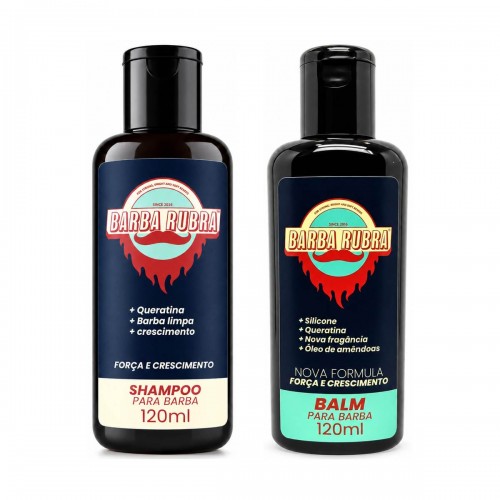 Kit Cuidados Barba Rubra: Shampoo e Balm 120ml Kit Cuidados Barba Rubra: Shampoo e Balm 120ml