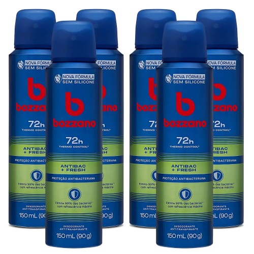 Desodorante Antitranspirante Aerosol Bozzano Antibac Fresh - 6 Un