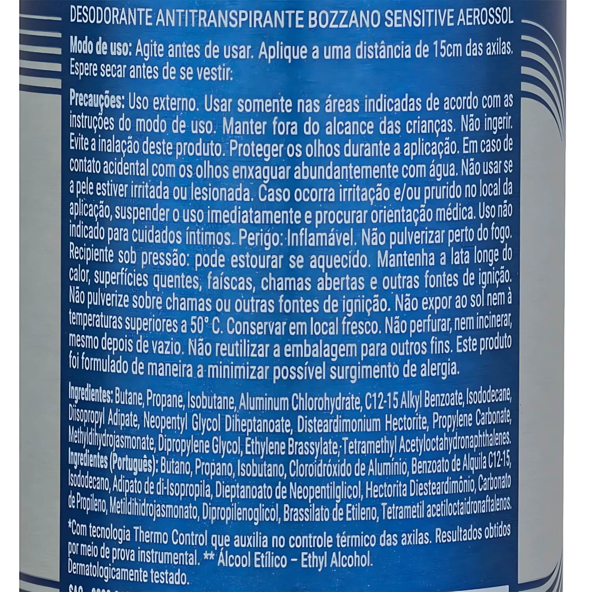 Desodorante Antitranspirante Aerosol Bozzano Sensitive - 12 Un Desodorante Antitranspirante Aerosol Bozzano Sensitive - 12 Un