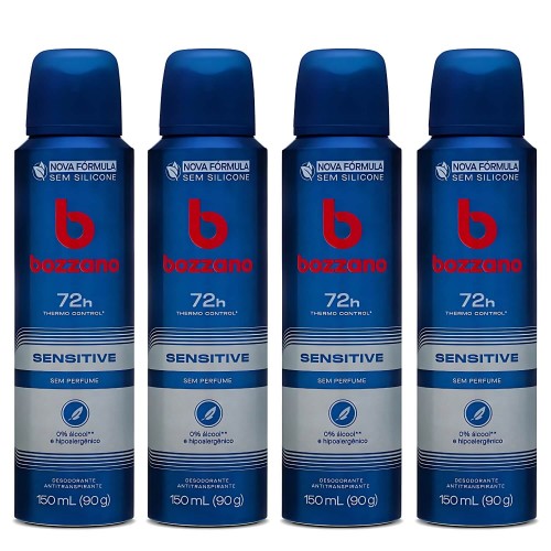 Desodorante Antitranspirante Aerosol Bozzano Sensitive - 4 Un