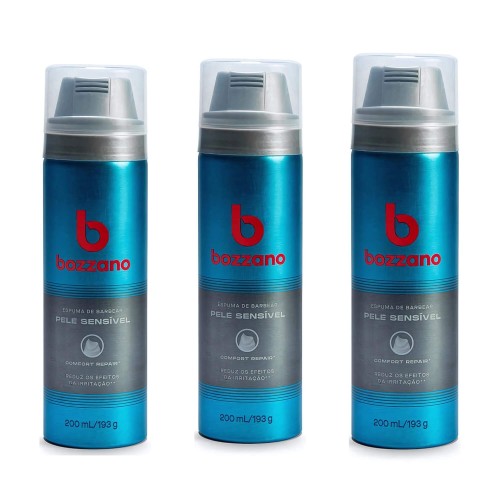 Espuma de Barbear Bozzano Pele Sensível 200ml 193g - 3 unidades
