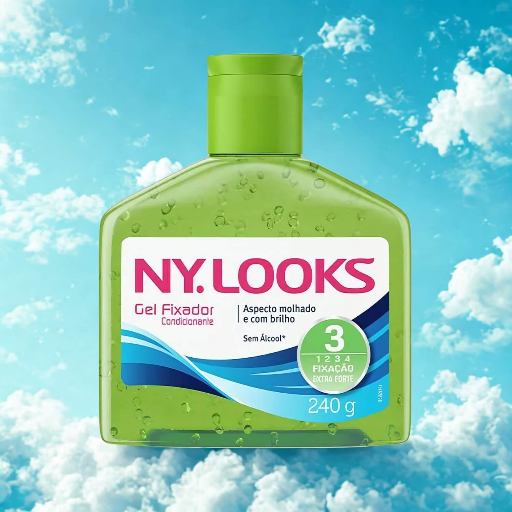 Gel Fixador Para Cabelo NYLooks 3 240g Extra Forte - Kit 3un Gel Fixador Para Cabelo NYLooks 3 240g Extra Forte - Kit 3un