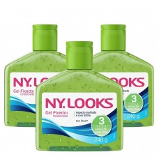 Gel Fixador Para Cabelo NYLooks 3 240g Extra Forte - Kit 3un
