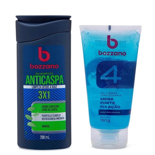 Kit Shampoo Anticaspa Bozzano e Gel Fixador para Cabelo