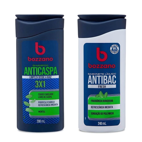 Kit Shampoo 3 em 1 Anticaspa Bozzano + Sabonete Líquido Antibacteriano