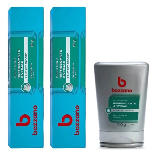Kit 2 Creme de Barbear e Gel Pós Barba Bozzano Refrescante
