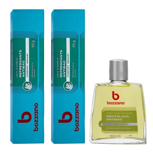 Kit 2 Creme de Barbear e Loção Pós Barba Bozzano Refrescante