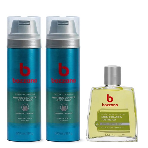 Kit 2 Espuma de Barbear e Loção Pós Barba Bozzano Mentolada Refrescante