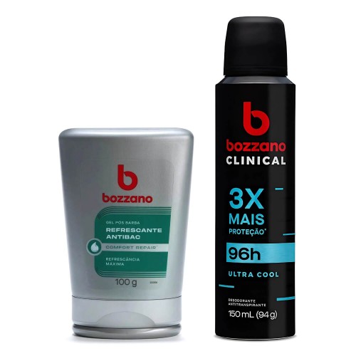 Kit Gel Pós Barba Refrescante + Desodorante Antitranspirante Bozzano
