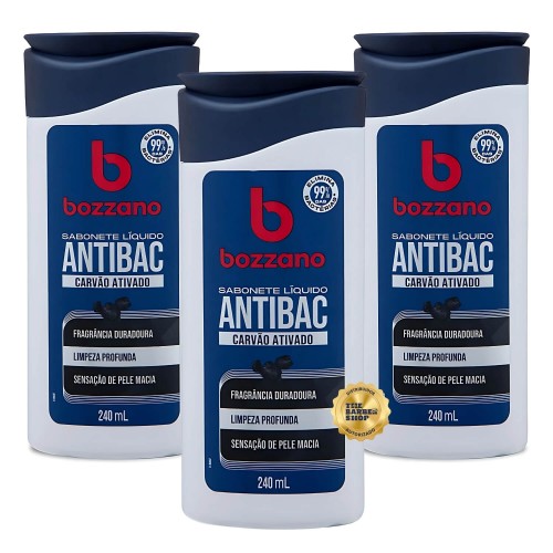 Sabonete Líquido Bozzano Antibacteriano Carvao Ativado 240ml - Kit com 3