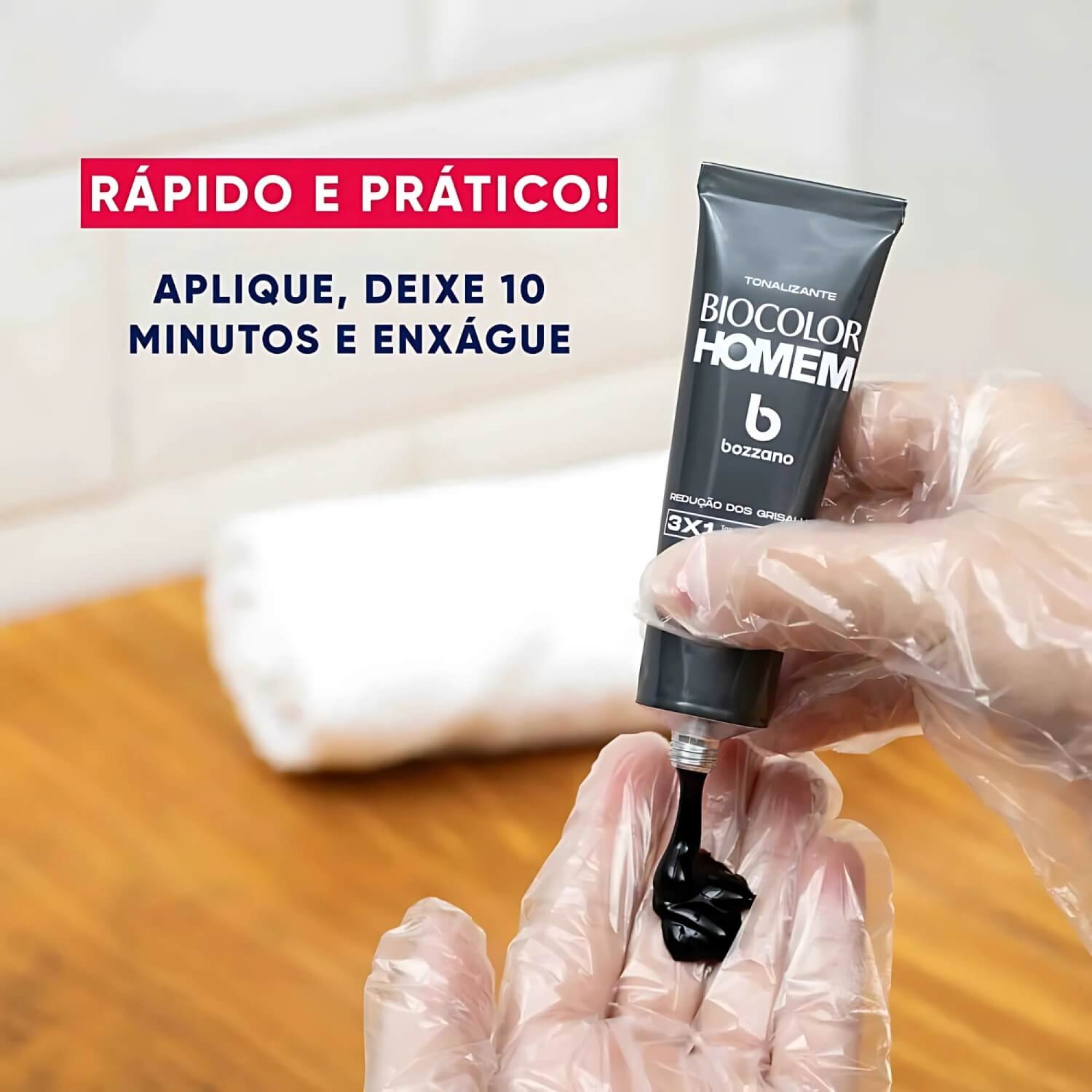 Tonalizante Barba e Cabelo Biocolor Homem 3 em 1 Bozzano Redução de Grisalhos