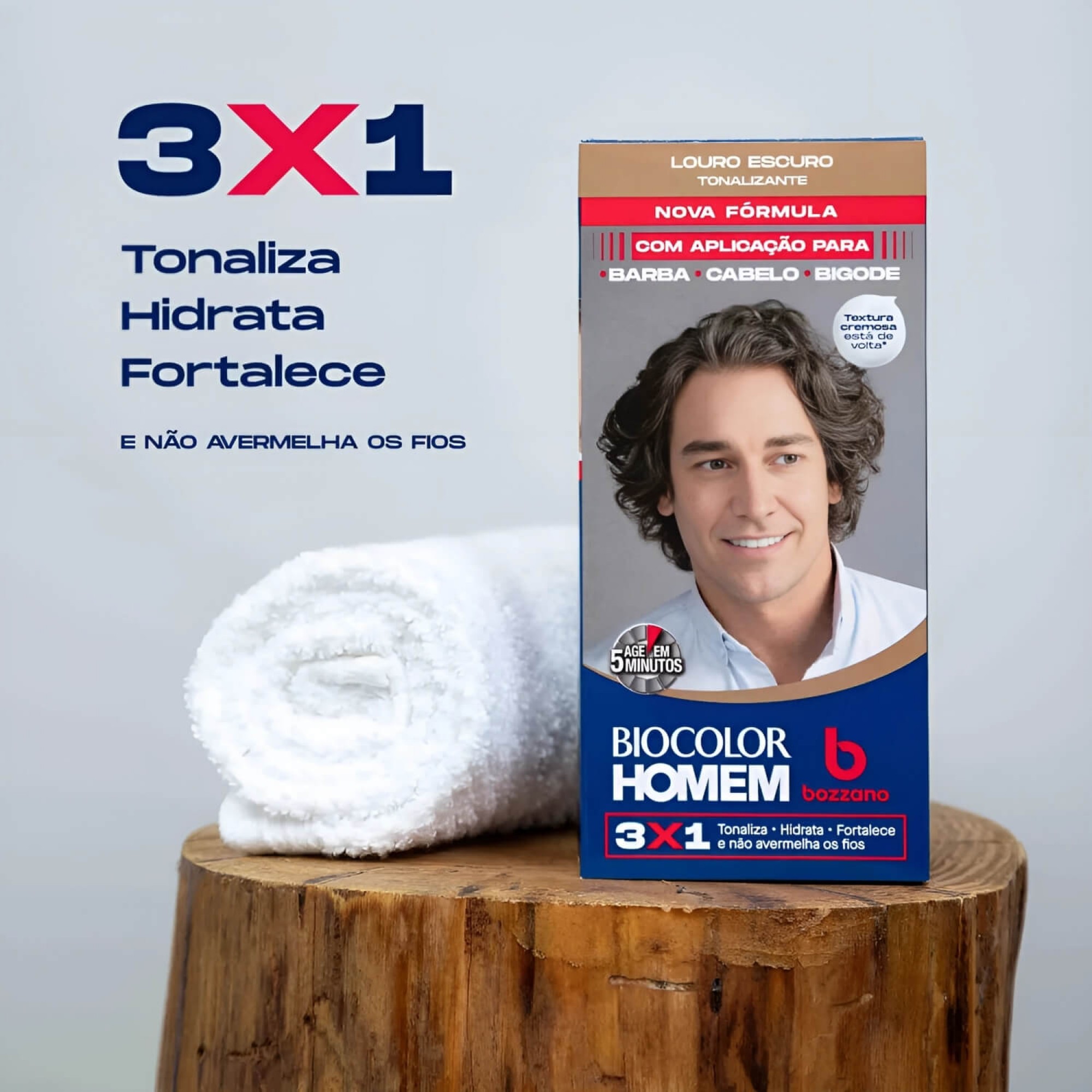 Tonalizante Barba e Cabelo Biocolor Homem 3 em 1 Bozzano Louro Escuro Tonalizante Barba e Cabelo Biocolor Homem 3 em 1 Bozzano Louro Escuro