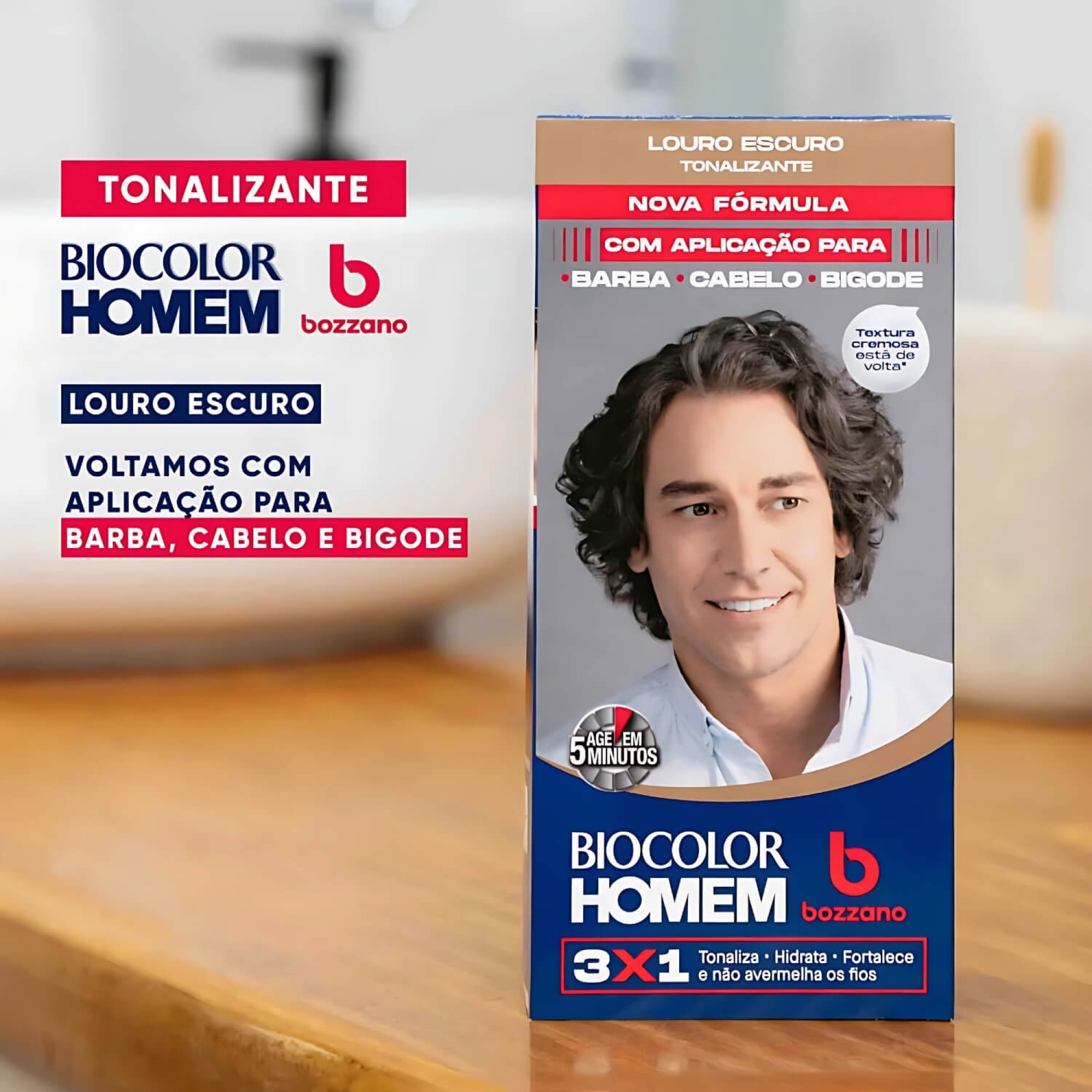 Tonalizante Barba e Cabelo Biocolor Homem 3 em 1 Bozzano Louro Escuro Tonalizante Barba e Cabelo Biocolor Homem 3 em 1 Bozzano Louro Escuro