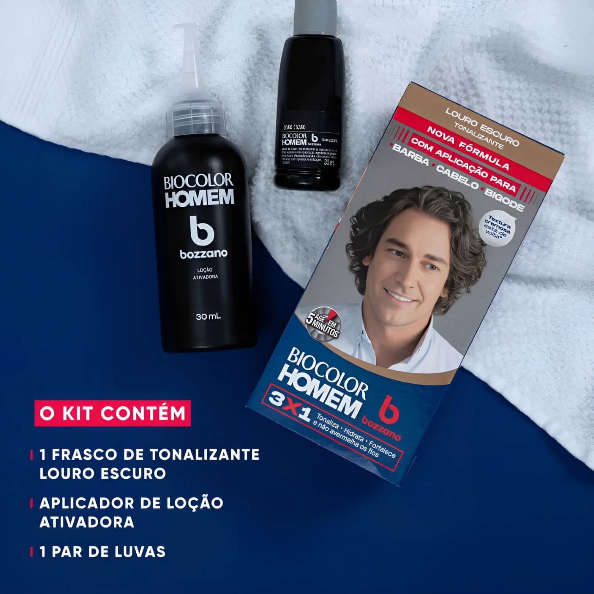 Tonalizante Barba e Cabelo Biocolor Homem 3 em 1 Bozzano Louro Escuro Tonalizante Barba e Cabelo Biocolor Homem 3 em 1 Bozzano Louro Escuro