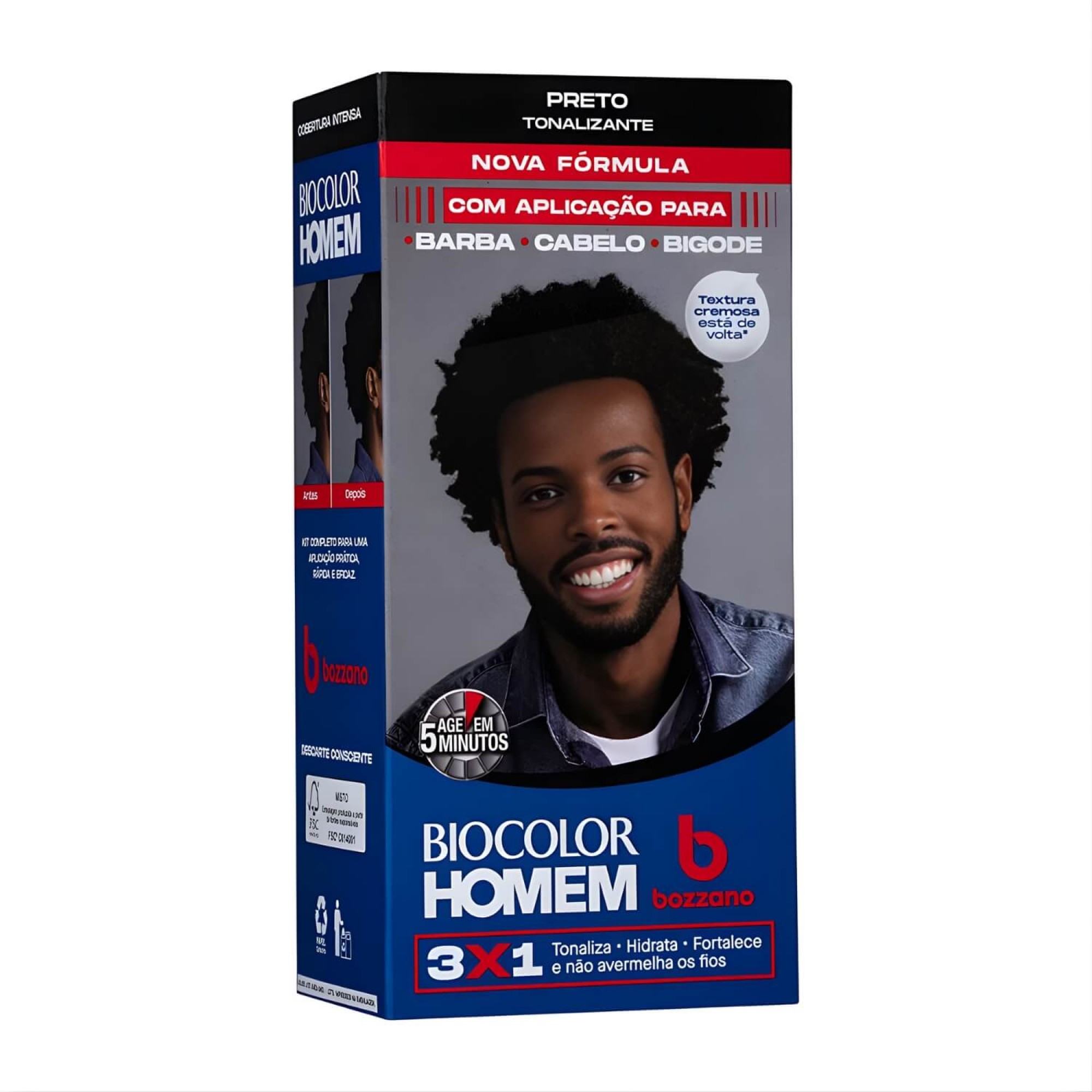 Tonalizante Biocolor Homem 3x1 Bozzano Preto - Kit 3 un Tonalizante Biocolor Homem 3x1 Bozzano Preto - Kit 3 un