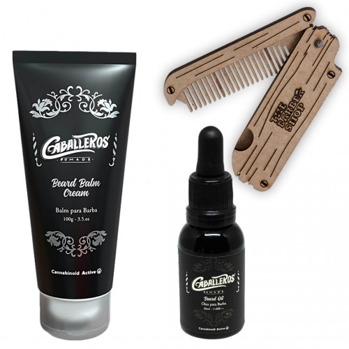 Kit Balm Para Barba + Óleo De Barba Caballeros + Pente