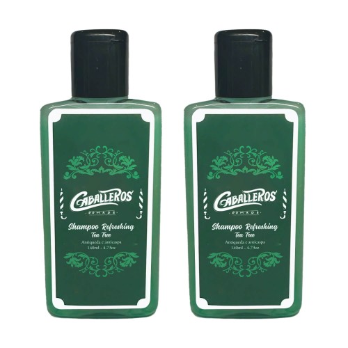 Shampoo Caballeros Refreshing Tea Tree - Antiqueda e Anticaspa 140ml - 2 unidades