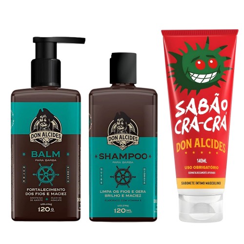 Shampoo e Balm Calico Jack + Sabonete Íntimo Crá Crá Don Alcides Shampoo e Balm Calico Jack + Sabonete Íntimo Crá Crá Don Alcides