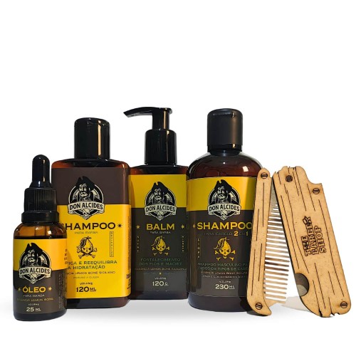 Kit para Barba E Cabelo Don Alcides - Lemon Bone + Pente Madeira