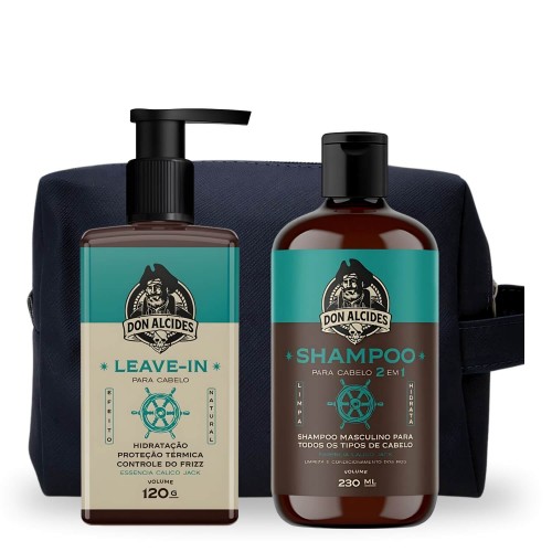 Kit para Cabelo Don Alcides Calico Jack: Shampoo 2 em 1, Leave-in e Necessaire Kit para Cabelo Don Alcides Calico Jack: Shampoo 2 em 1, Leave-in e Necessaire