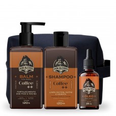 Kit para Barba Don Alcides Coffee: Shampoo, Balm, Óleo e Necessaire Kit para Barba Don Alcides Coffee: Shampoo, Balm, Óleo e Necessaire