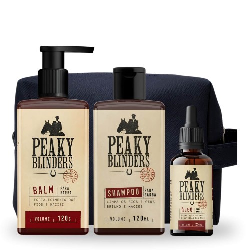 Kit para Barba Don Alcides Peaky Blinders: Shampoo, Balm, Óleo e Necessaire Kit para Barba Don Alcides Peaky Blinders: Shampoo, Balm, Óleo e Necessaire