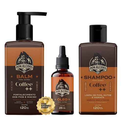 Kit Para Barba Shampoo + Balm + Óleo Don Alcides Coffee Café