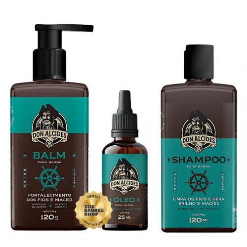 Kit Shampoo + Balm + Óleo para Barba Don Alcides Calico Jack