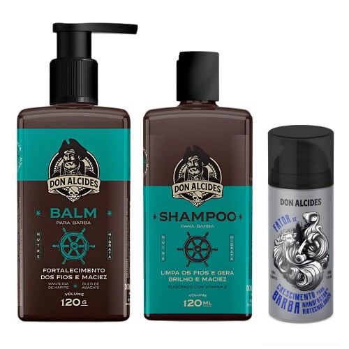 Kit Barba Shampoo e Balm Calico Jack + Fator Crescimento Don Alcides Kit Barba Shampoo e Balm Calico Jack + Fator Crescimento Don Alcides
